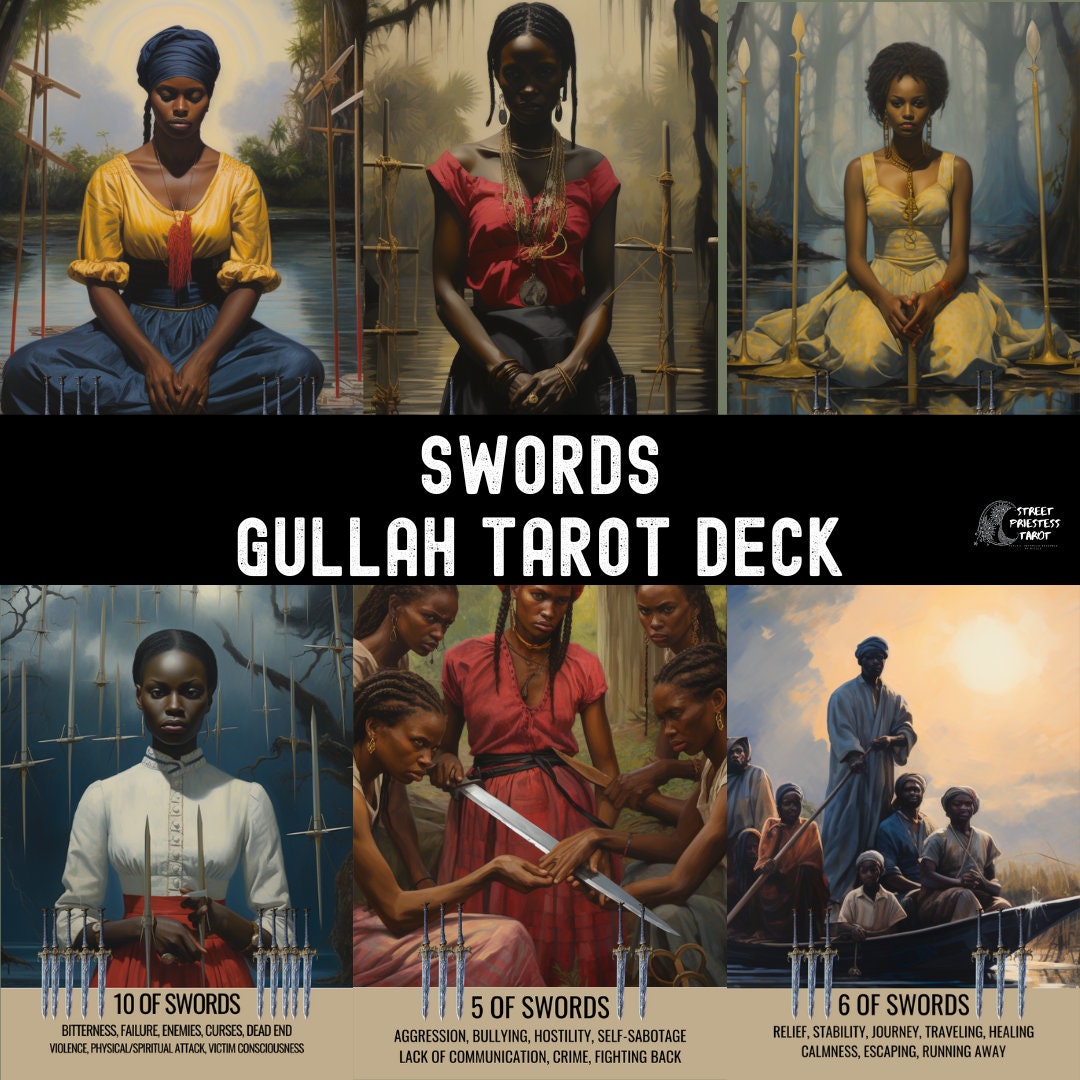 Gullah Tarot Deck | 78 Tarot Size Cards | Lowcountry Inspired Black Tarot Deck | African American Divination Cards With Meaning