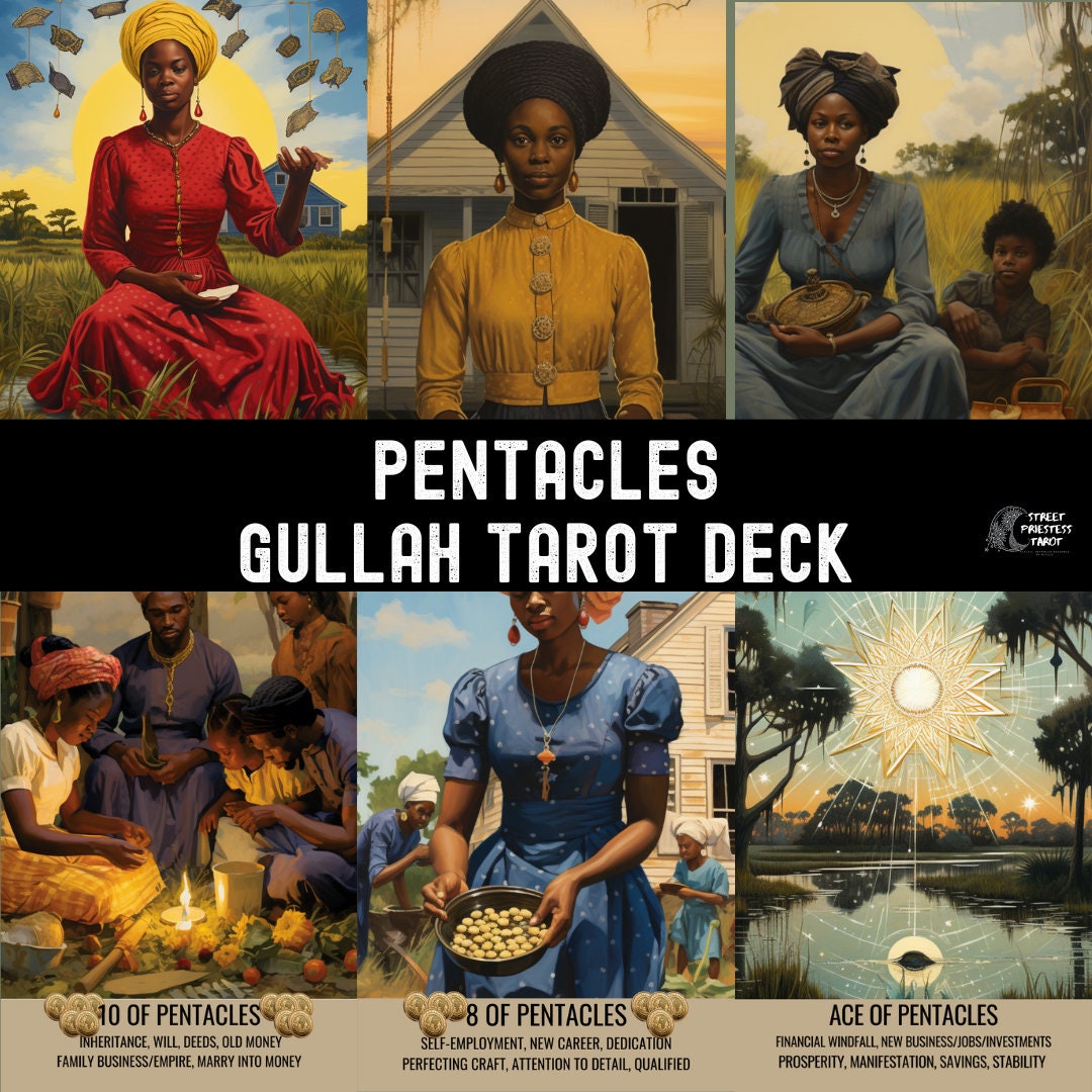 Gullah Tarot Deck | 78 Tarot Size Cards | Lowcountry Inspired Black Tarot Deck | African American Divination Cards With Meaning