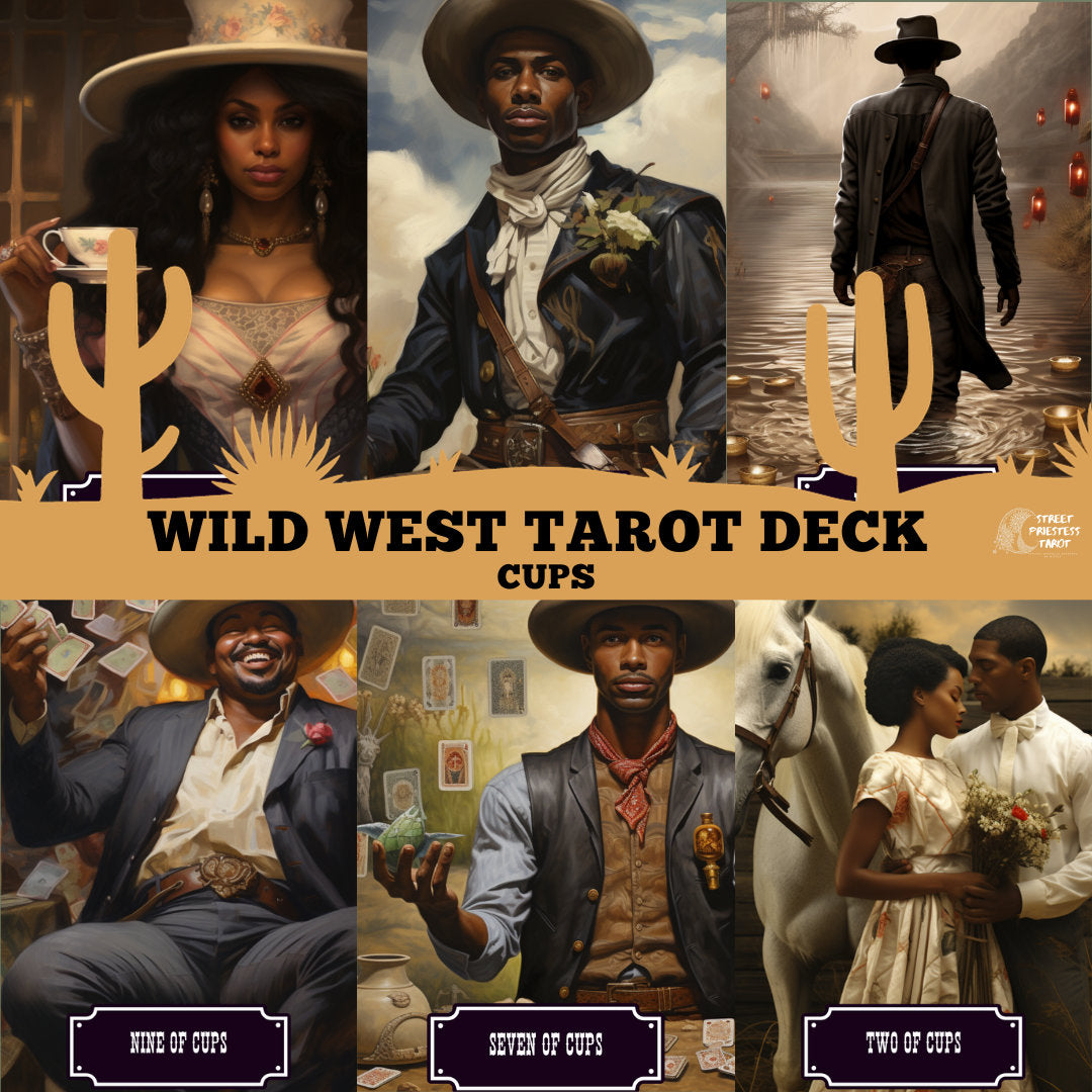 Wild West Tarot Deck | African American Cowboy Cowgirl | Unique Divination Cards | Tarot Message Cards for Readings