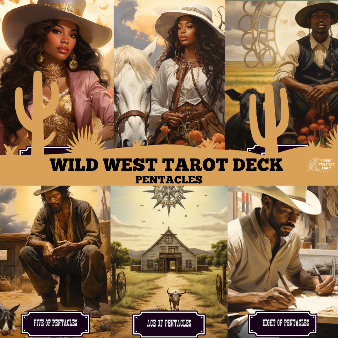 Wild West Tarot Deck | African American Cowboy Cowgirl | Unique Divination Cards | Tarot Message Cards for Readings