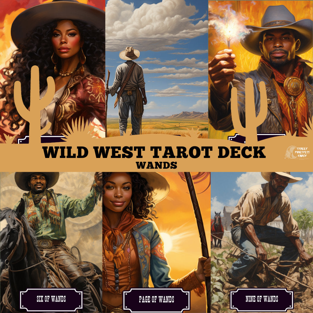 Wild West Tarot Deck | African American Cowboy Cowgirl | Unique Divination Cards | Tarot Message Cards for Readings