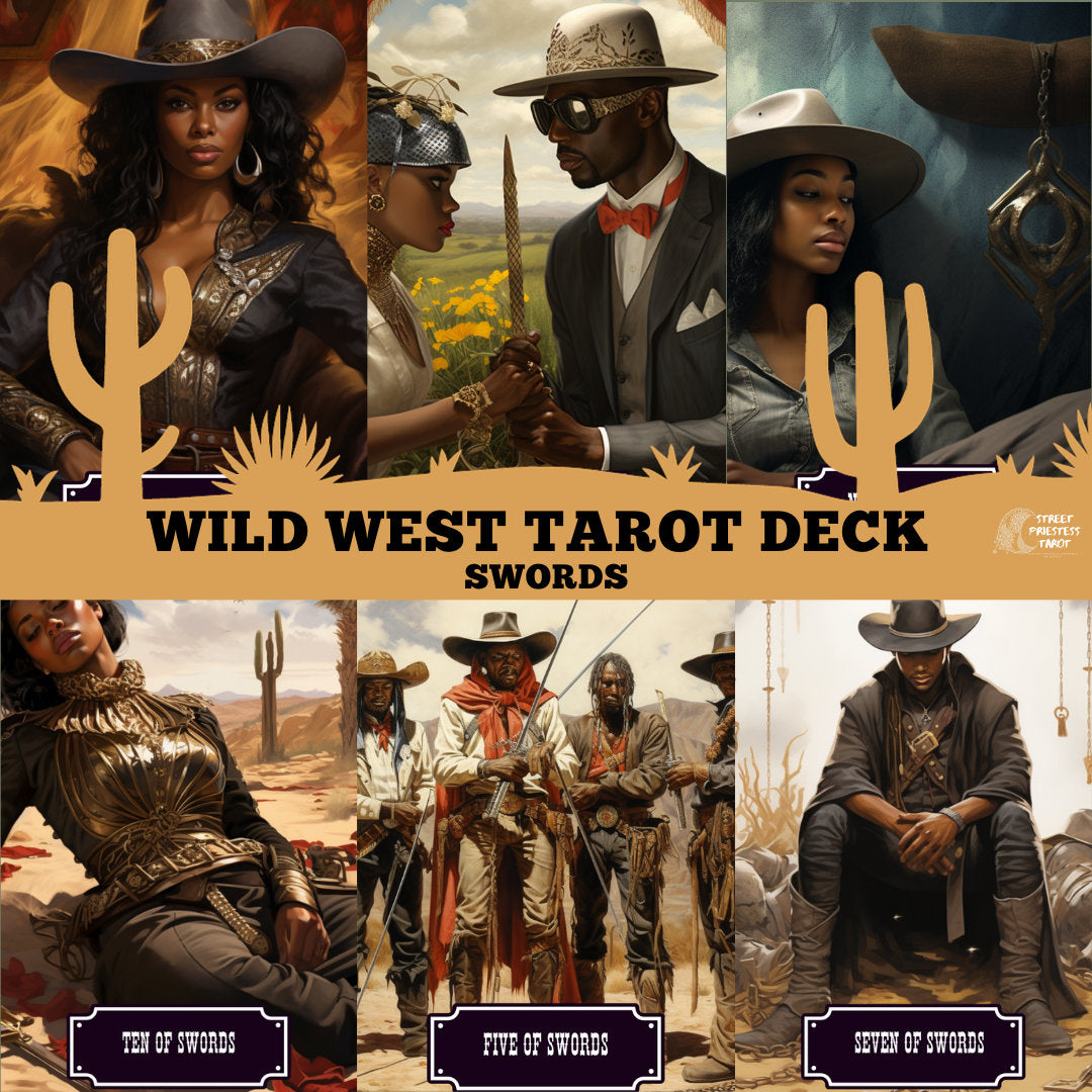 Wild West Tarot Deck | African American Cowboy Cowgirl | Unique Divination Cards | Tarot Message Cards for Readings